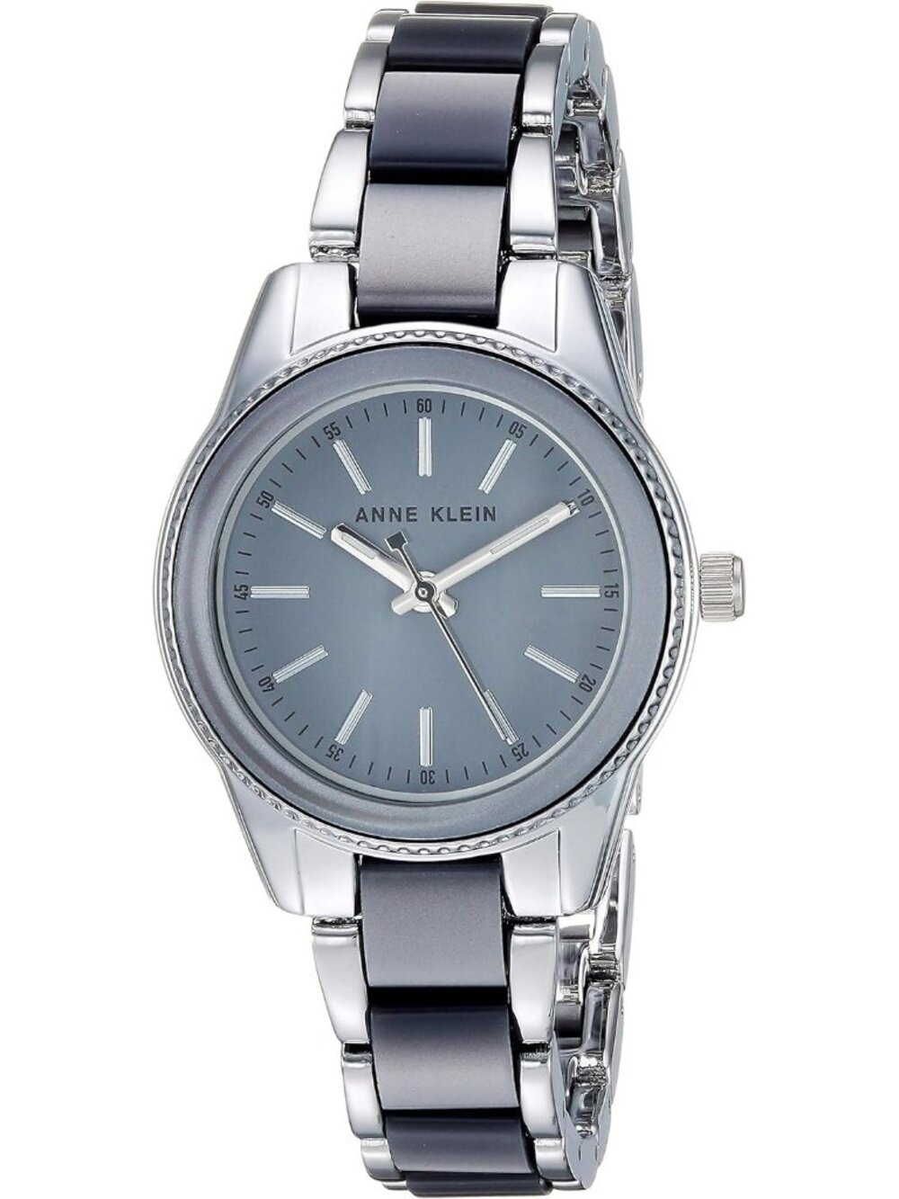 Anne Klein Womens Silver Grey Analog Japanese Quartz Resin Bracelet Luxury Watch